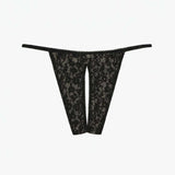 AVAM Stretch Lace Openable Thong (Black) | Avec Amour Lingerie