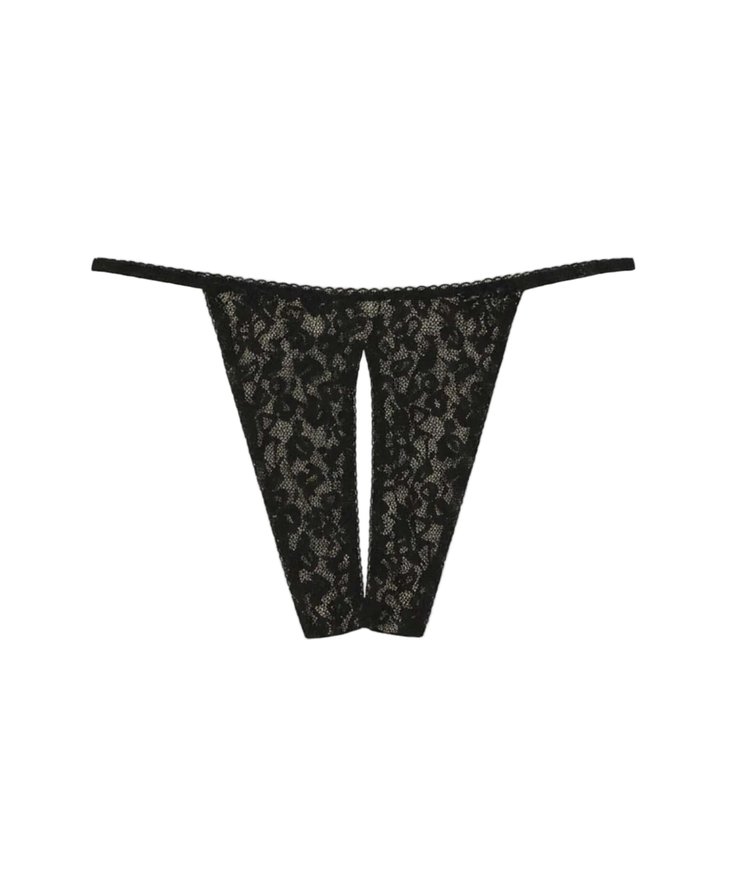 AVAM Stretch Lace Openable Thong (Black) | Avec Amour Lingerie