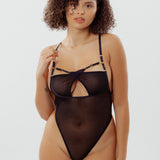 SHEER Openable Thong Body (Black)