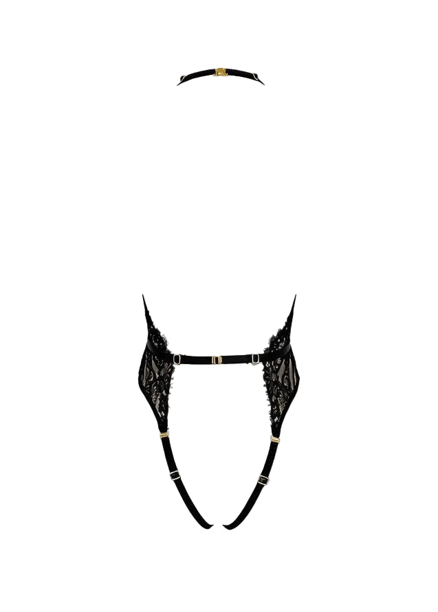 AVAM Magnetism Lace Bodysuit Black - back flatlay