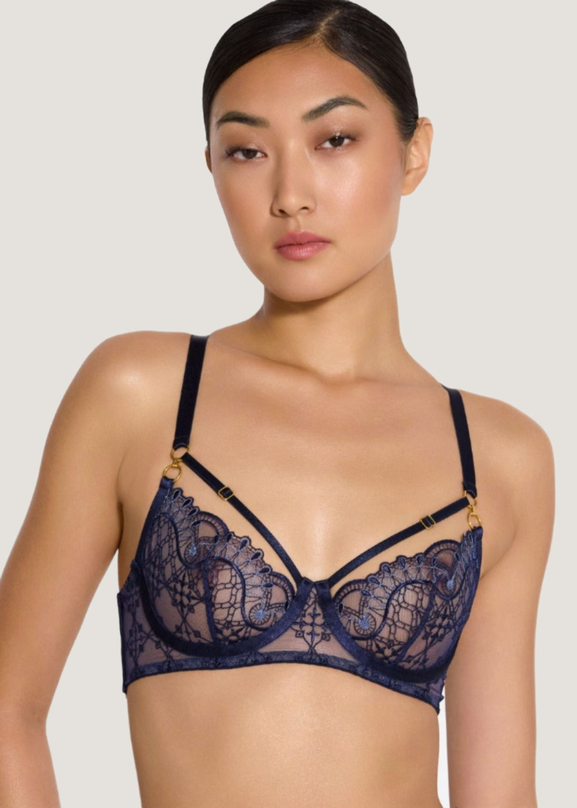Bordelle MARI - Baclonette Wire Bra (Navy Blue)| Avec Amour Sexy Lingerie