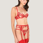Bluebella CATALINA Suspender (Tomato Red/Sheer) | Avec Amour Sexy Lingerie