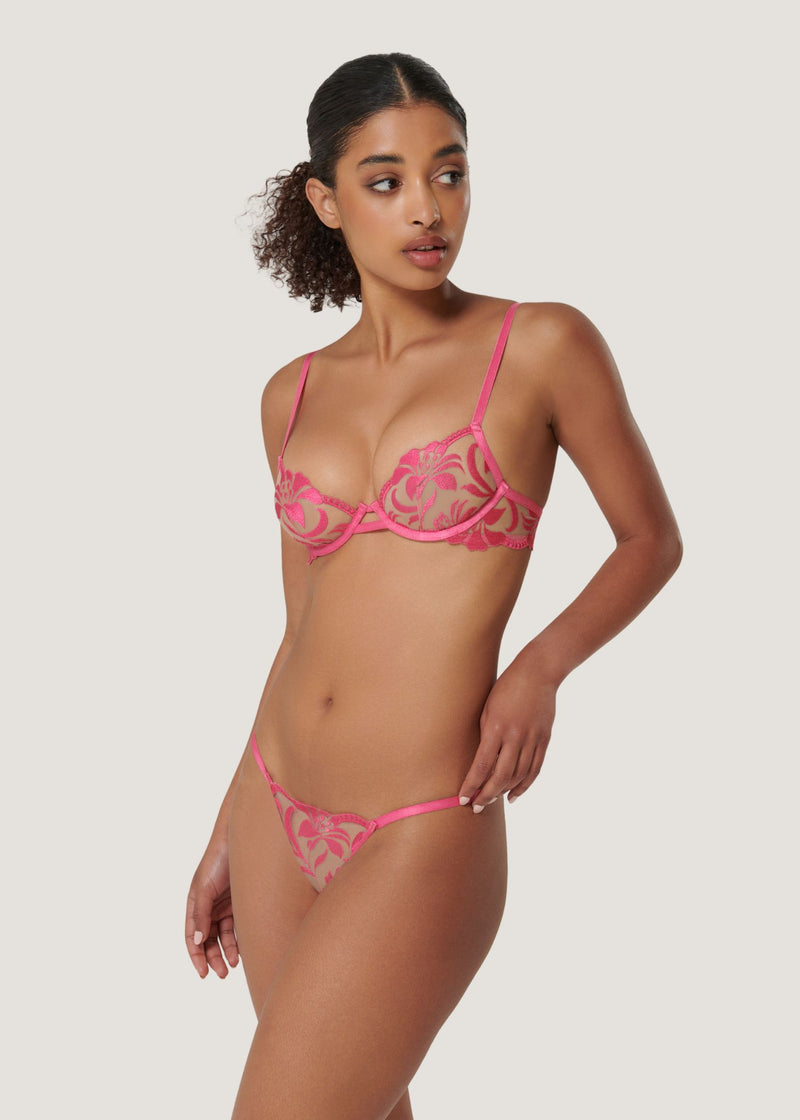 Bluebella LEONORA Thong (Fuchsia Pink/Sheer) | Avec Amour Sexy Lingerie