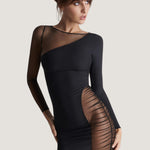 Maison Close NUIT FAUVE Long Sleeves Asymmetric Dress (Black) | Avec Amour Sexy Lingerie