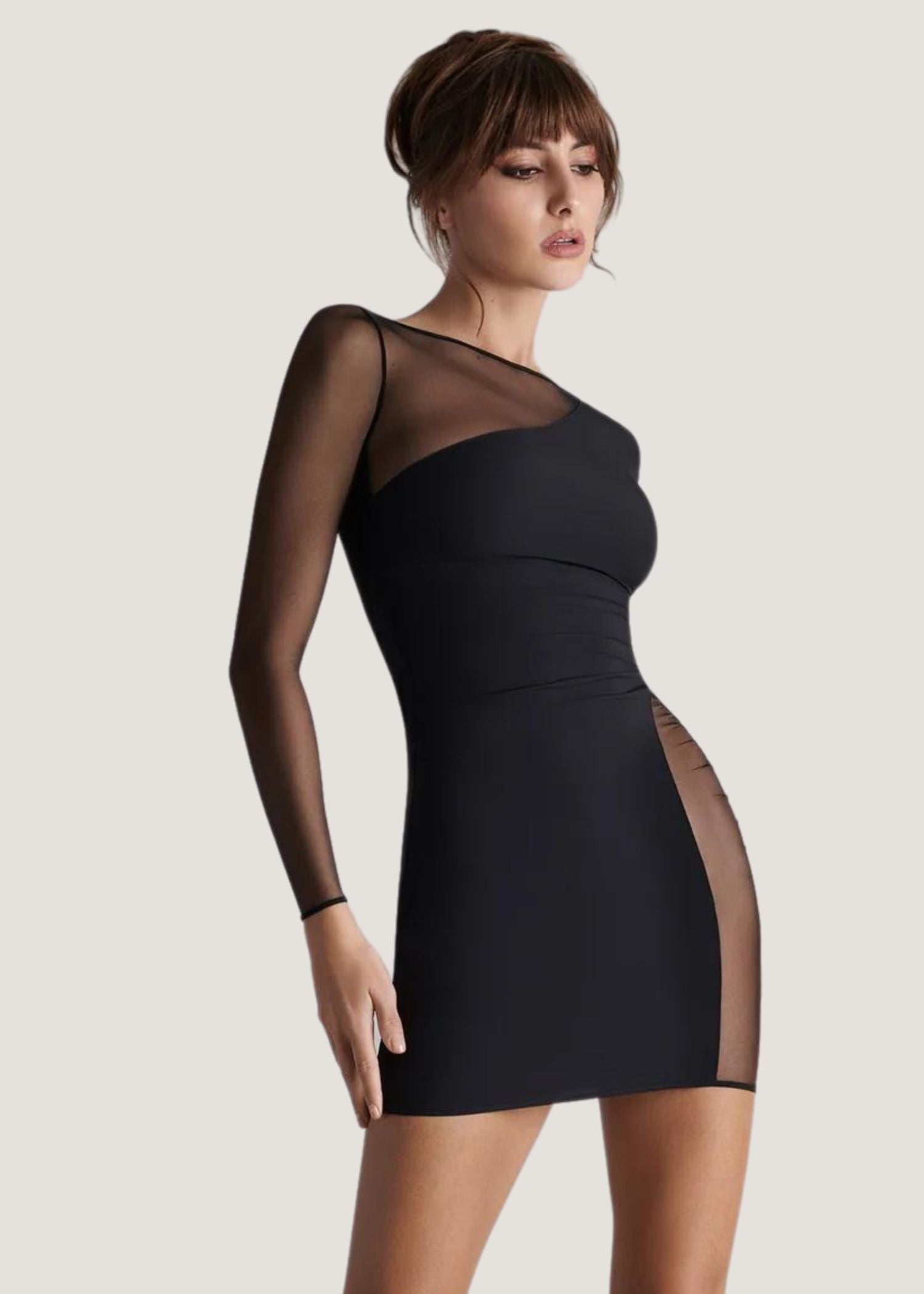Maison Close NUIT FAUVE Long Sleeves Asymmetric Dress (Black) | Avec Amour Sexy Lingerie
