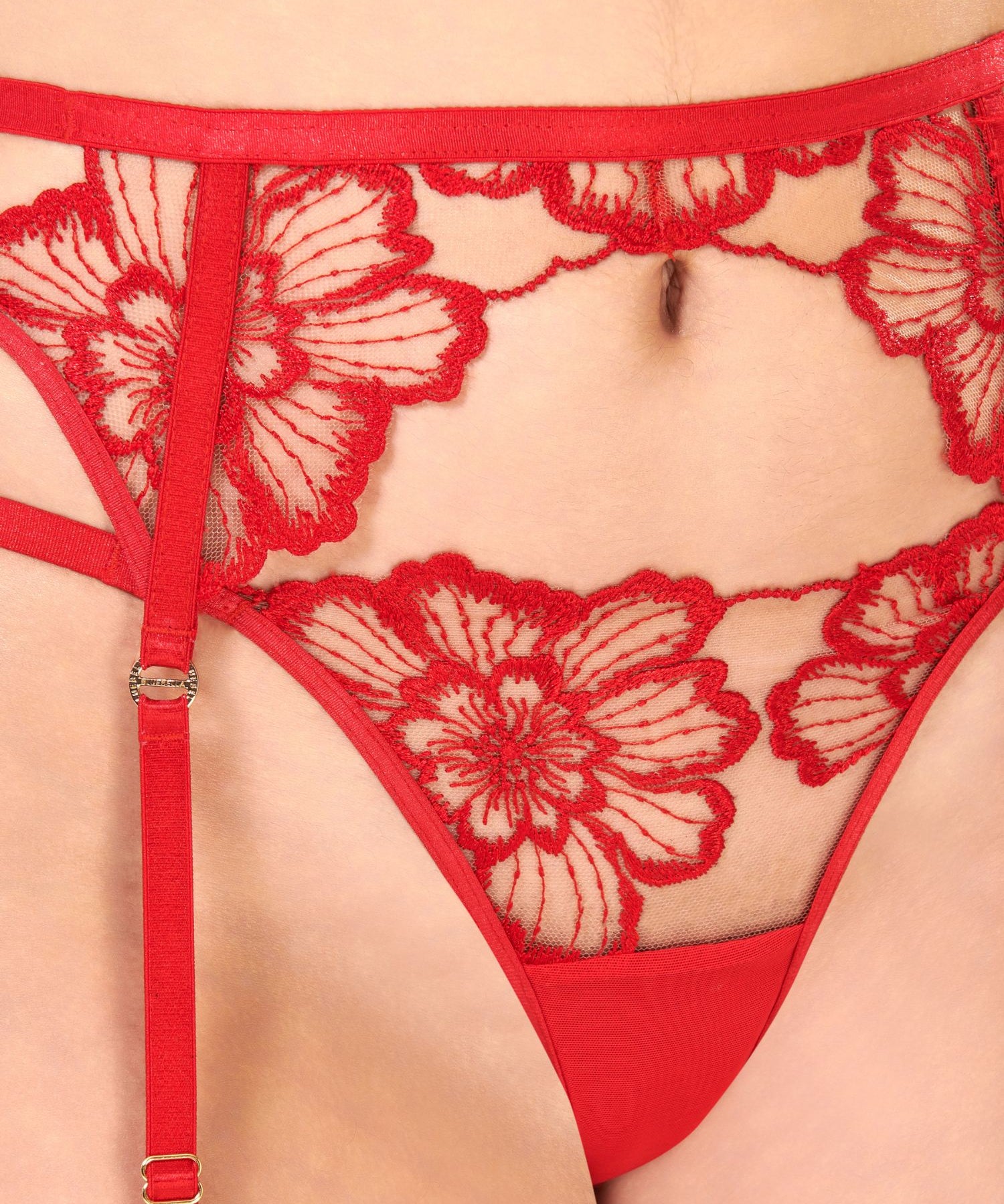 Bluebella CATALINA Suspender (Tomato Red/Sheer) | Avec Amour Sexy Lingerie