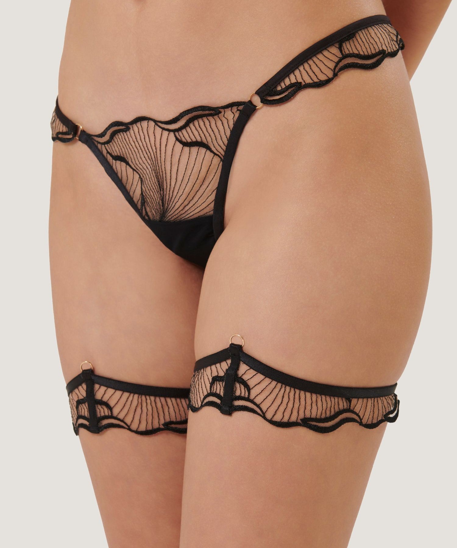Bluebella MARABEL Detachable Thigh Garters (Black/Sheer) | Avec Amour Sexy Lingerie