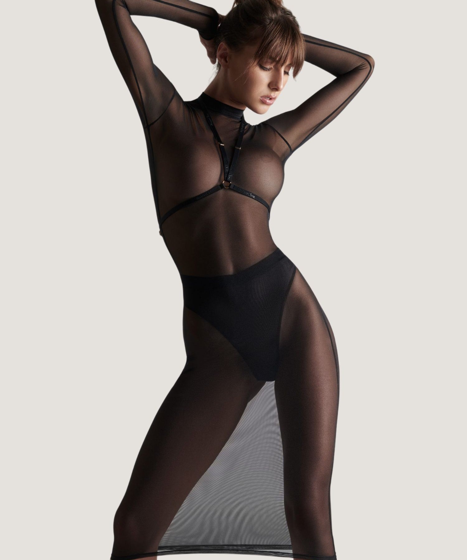 Maison Close CORPS A CORPS Midi Dress with Harness (Black) | Avec Amour Sexy Lingerie