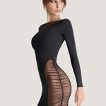 Maison Close NUIT FAUVE Long Sleeves Asymmetric Dress (Black) | Avec Amour Sexy Lingerie