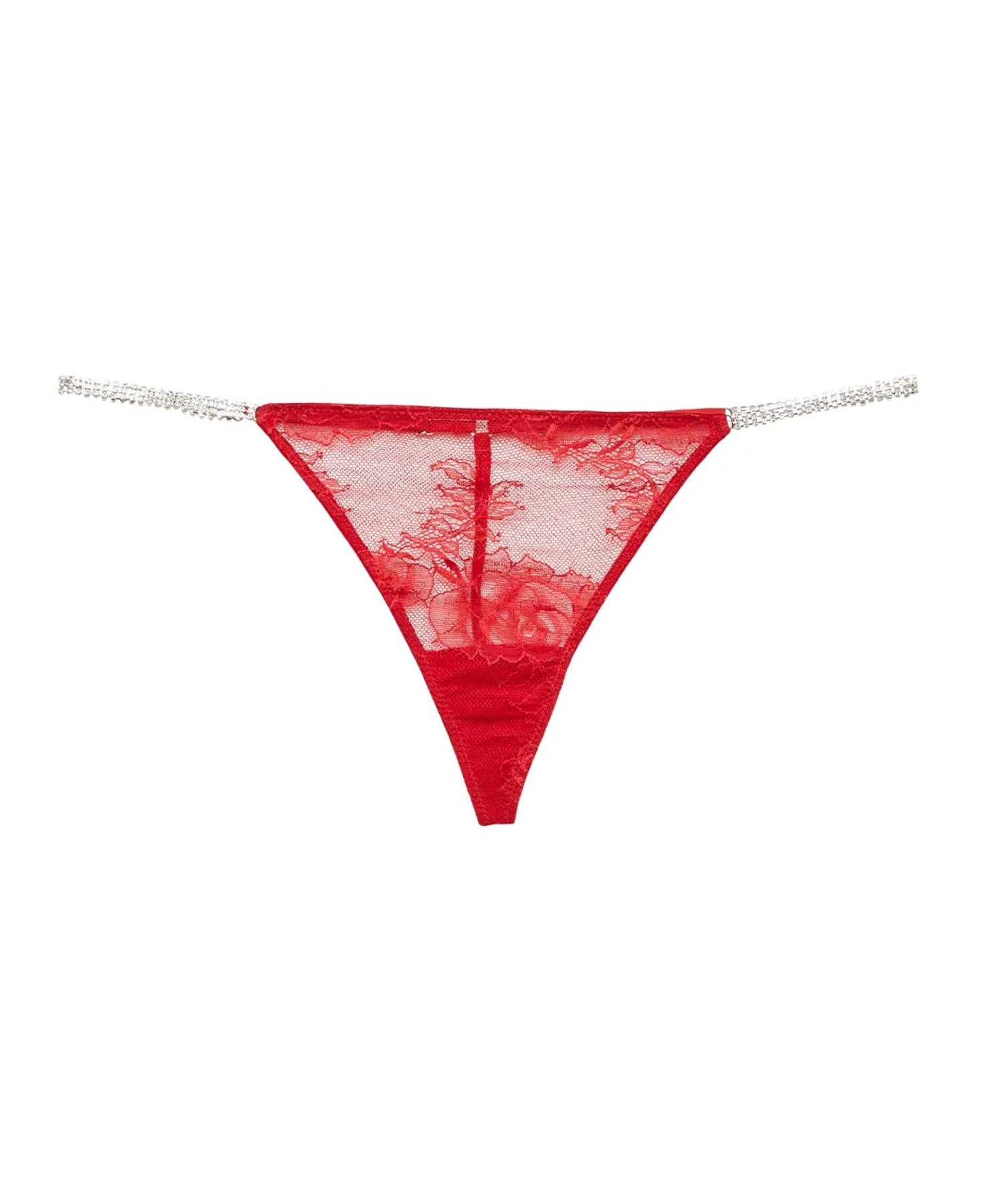 Fleur du Mal - Crystal Bouquet Lace Thong (Rouge) | Avec Amour Lingerie