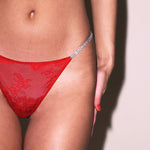 Fleur du Mal - Crystal Bouquet Lace Thong (Rouge) | Avec Amour Lingerie