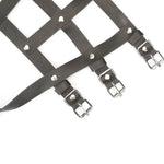 Leather High Heel Ankle (Black and Silver) | Avec Amour Lingerie