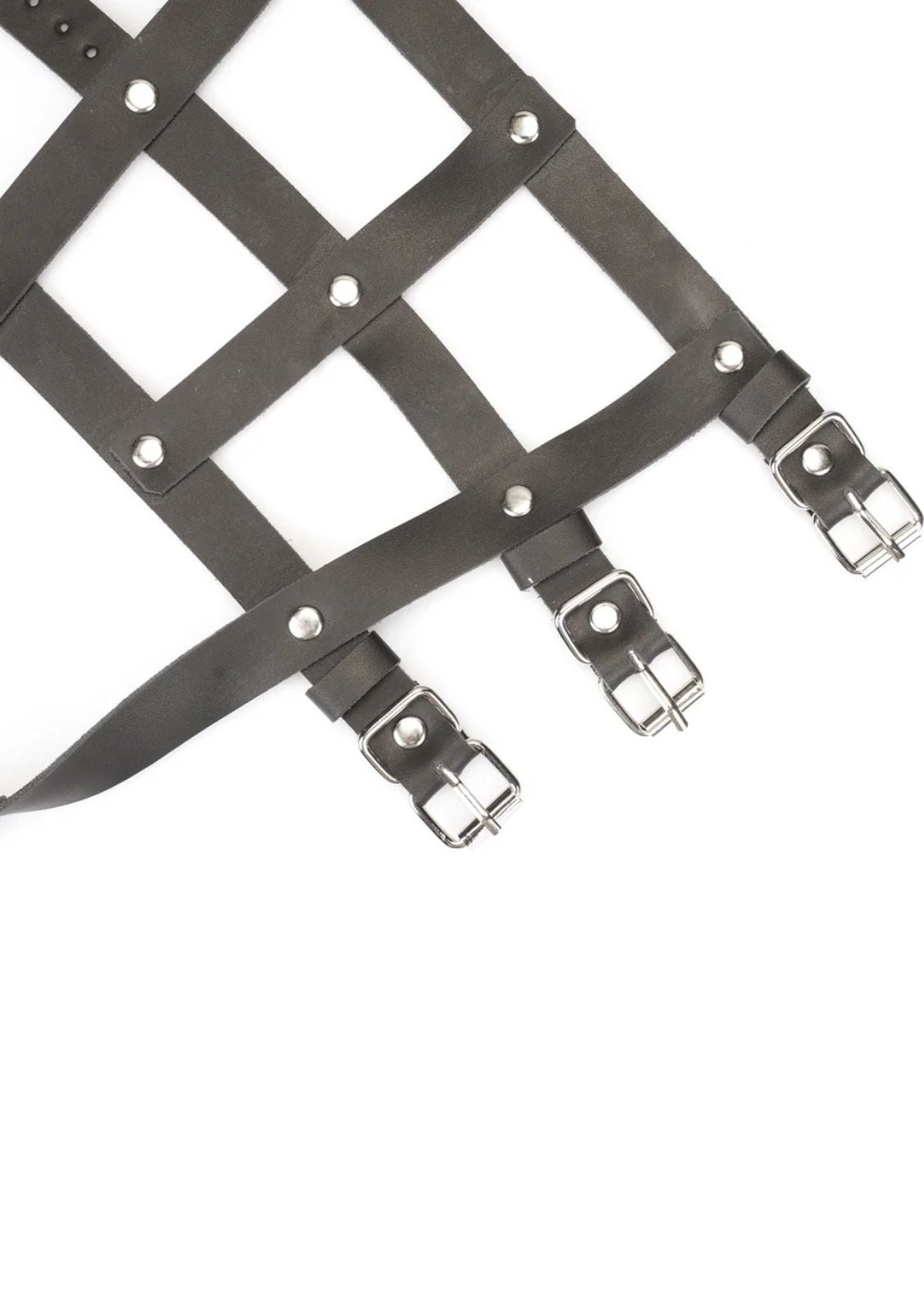 Leather High Heel Ankle (Black and Silver) | Avec Amour Lingerie