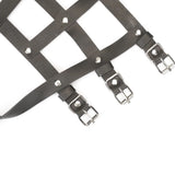 Leather High Heel Ankle (Black and Silver) | Avec Amour Lingerie