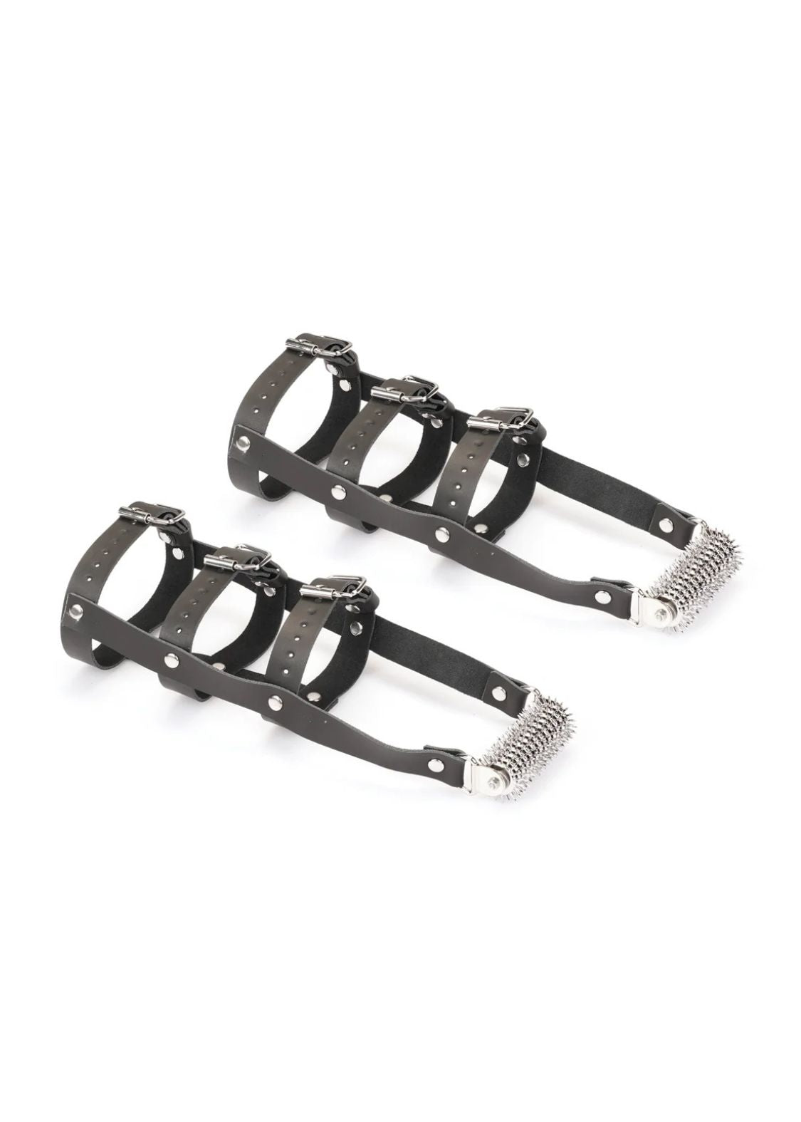 Leather High Heel Ankle (Black and Silver) | Avec Amour Lingerie