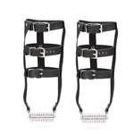 Leather High Heel Ankle (Black and Silver) | Avec Amour Lingerie