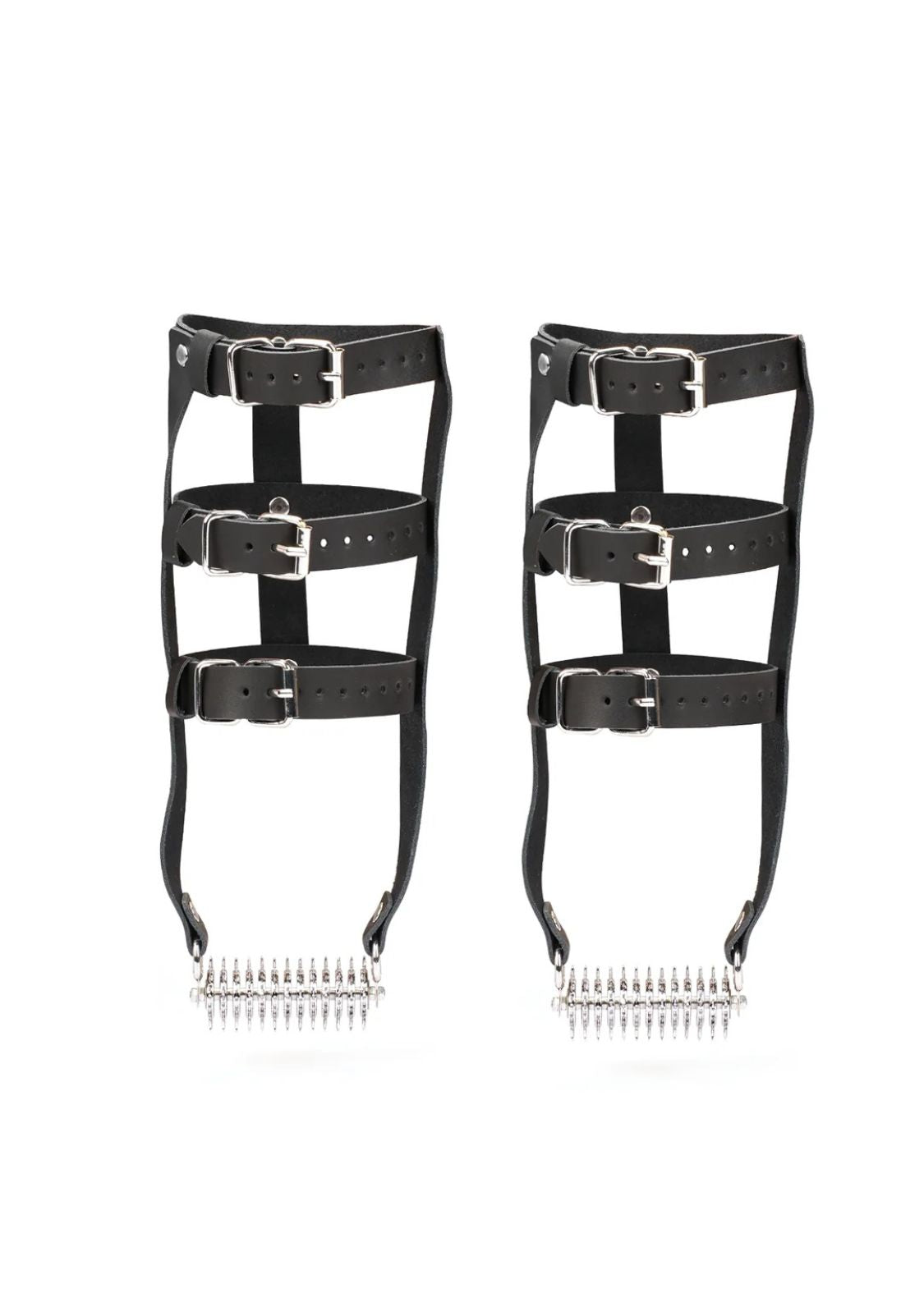 Leather High Heel Ankle (Black and Silver) | Avec Amour Lingerie