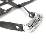 Leather High Heel Ankle (Black and Silver) | Avec Amour Lingerie