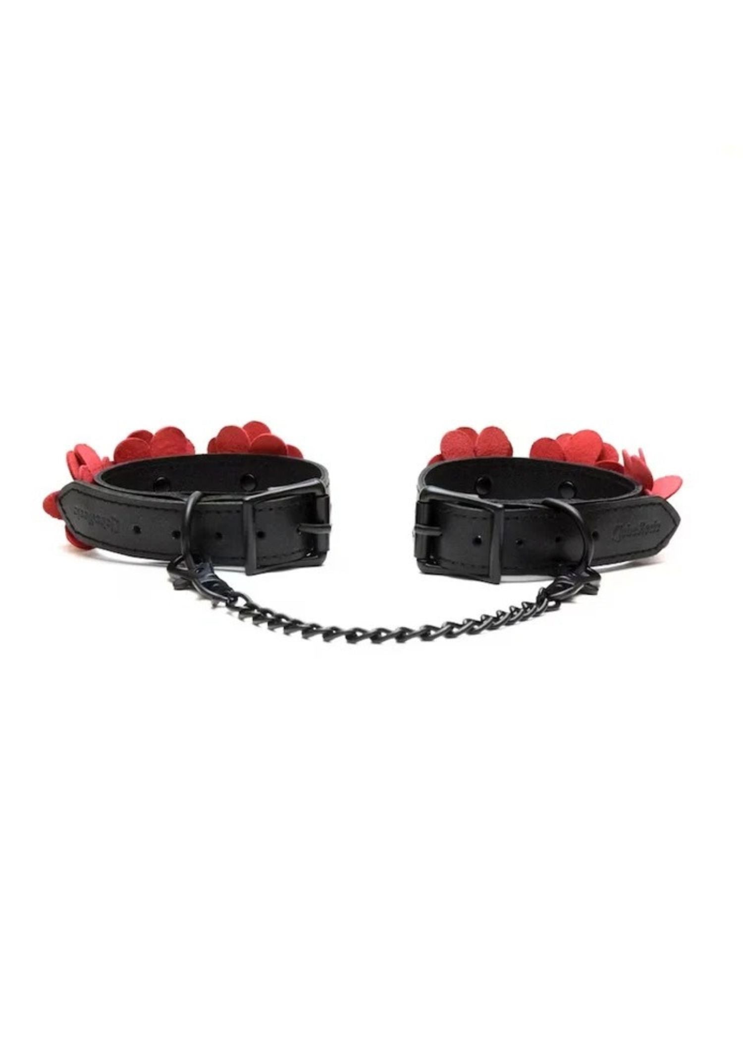 Flower Rhythm Leather Hand Cuffs (Red)