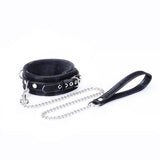 Metallic Shade Vegan Collar with Leash (Black)