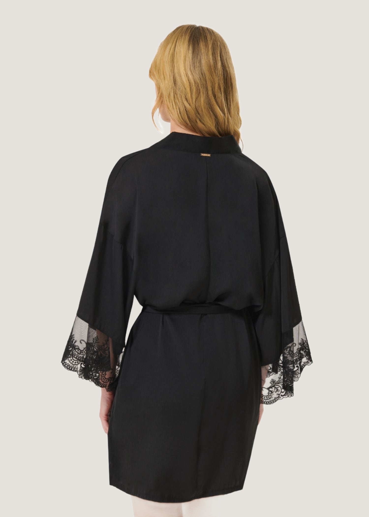 Marseielle Luxury Satin Kimono (Black) | Avec Amour Lingerie