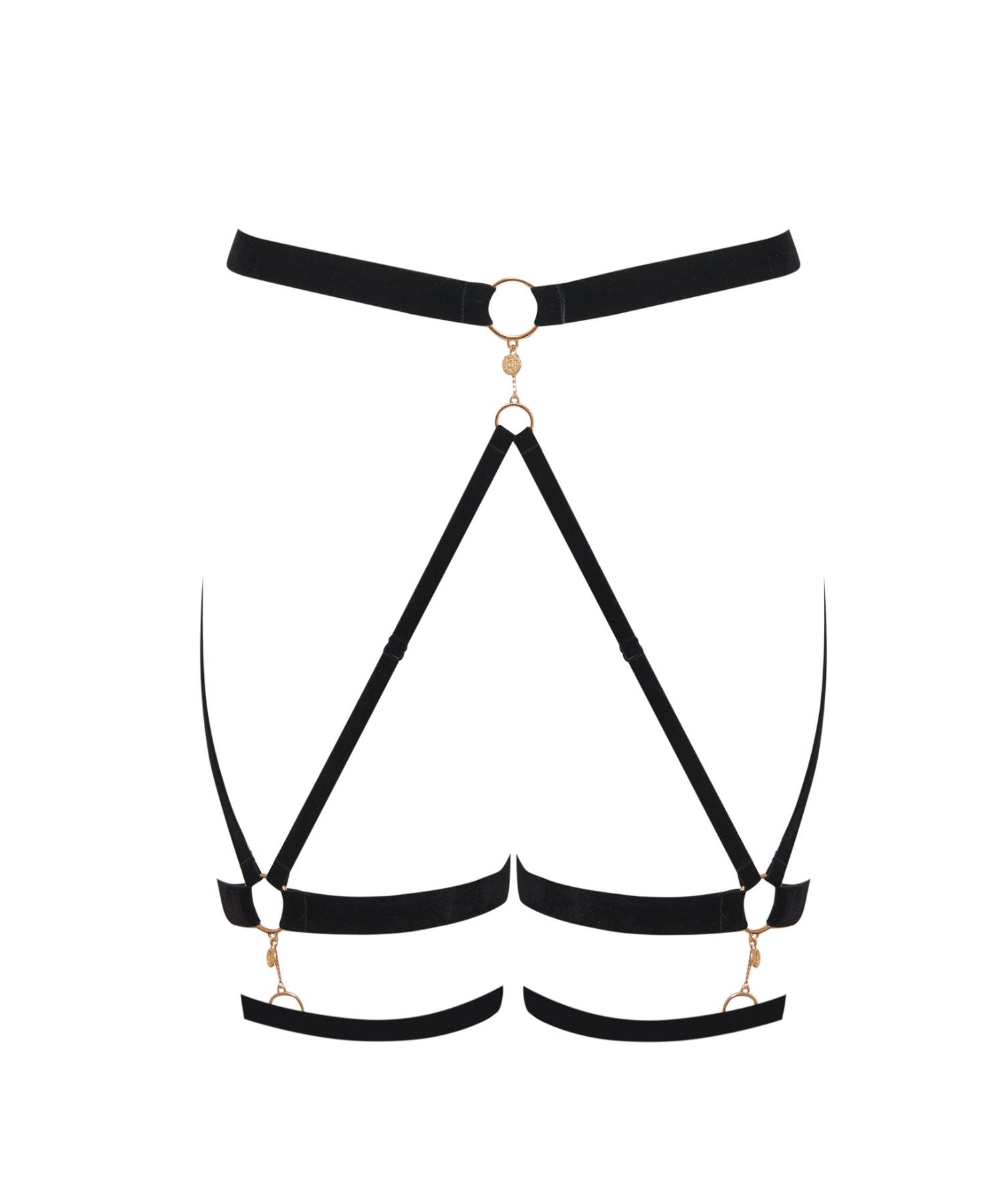 BLUEBELLA - Simone Thigh Harness (Black & Gold) | Avec Amour Lingerie