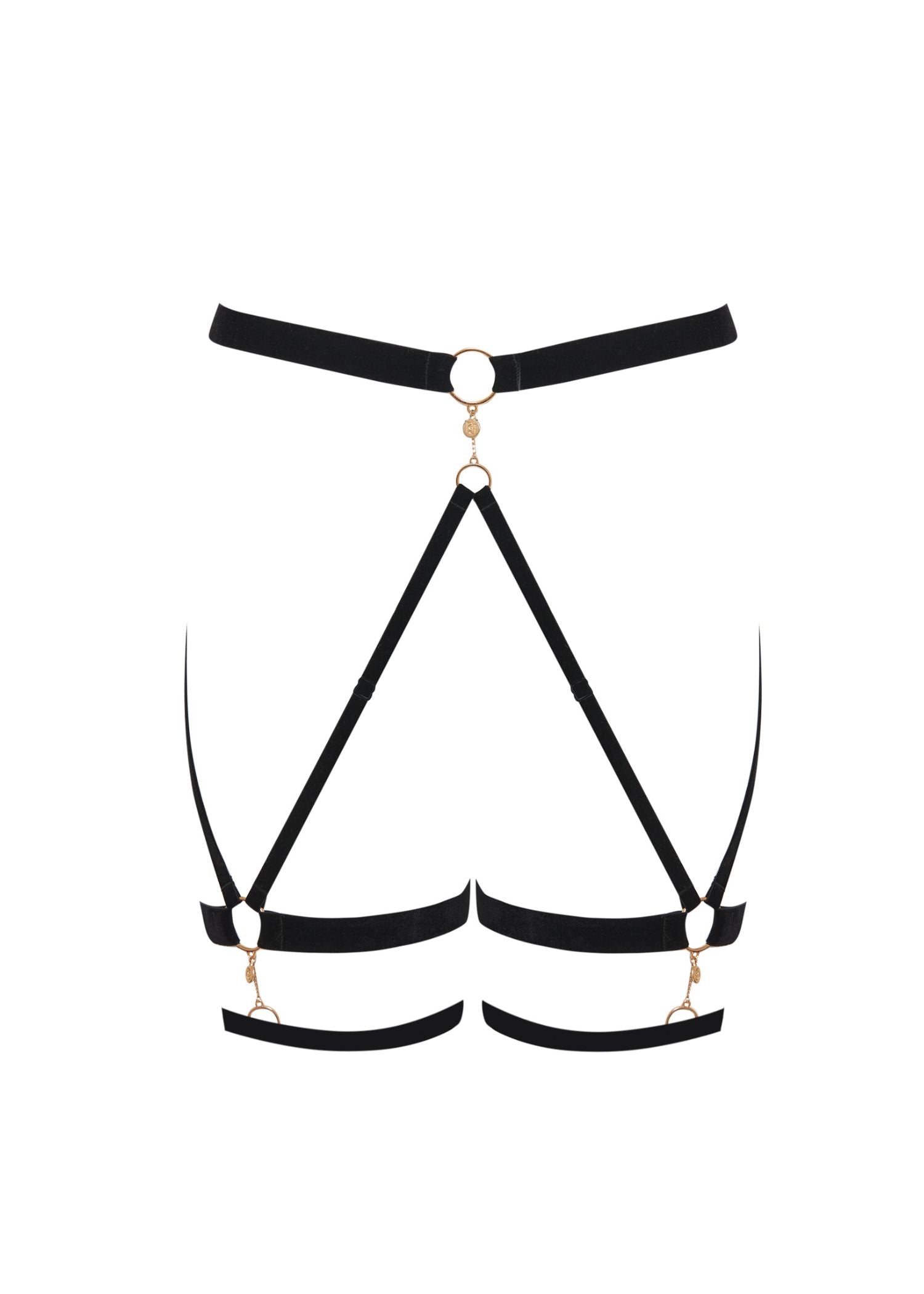 BLUEBELLA - Simone Thigh Harness (Black & Gold) | Avec Amour Lingerie