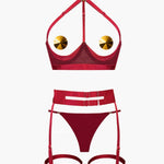UPKO Red-Strapped Cupless Lingerie Set | Avec Amour Lingerie