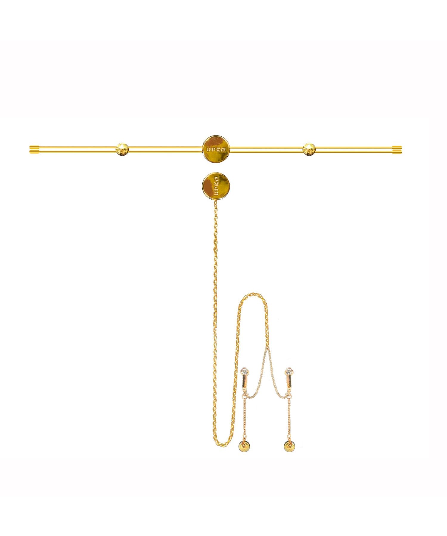 UPKO Double Bar Nipple Clamps & Clitoral Accessories Set (Gold) | Avec Amour Lingerie