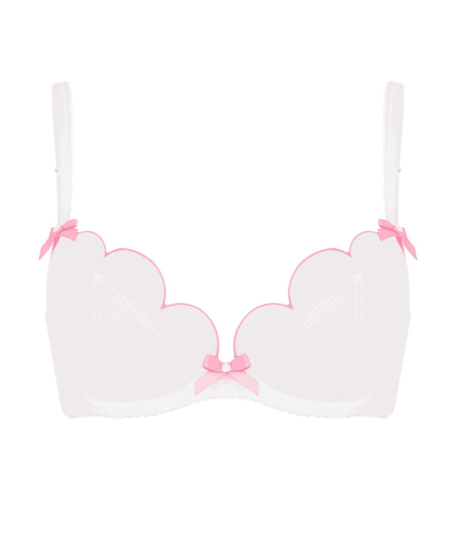 Agent Provocateur - Lorna Plunge Bra (White/Pink) | Avec Amour Luxury Lingerie