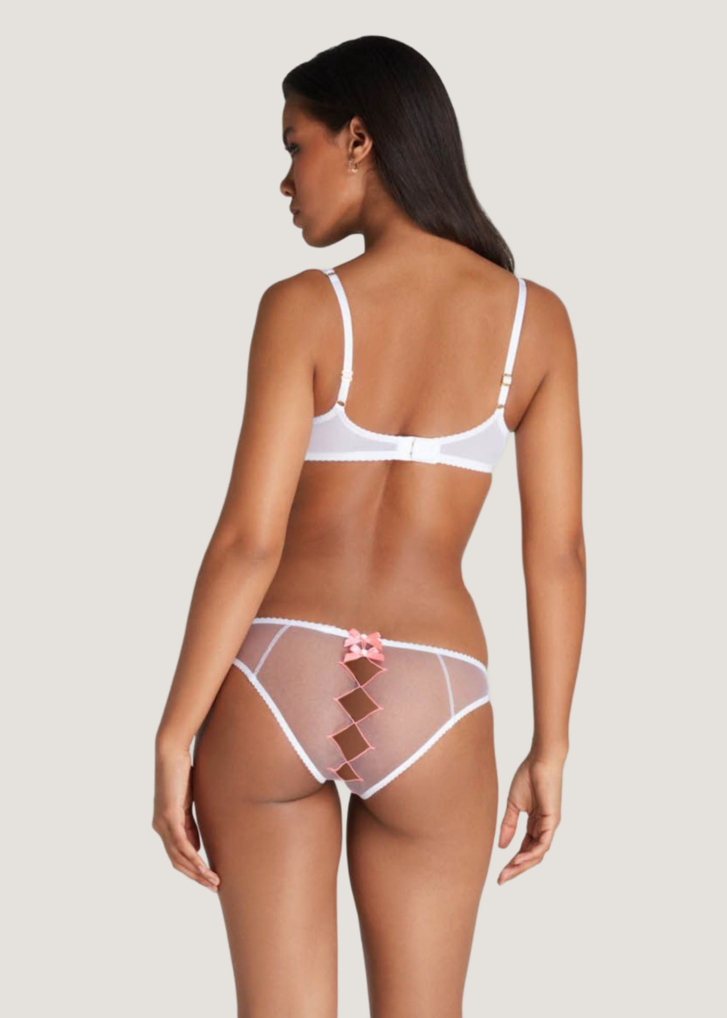 Agent Provocateur - Lorna Ouvert Panty (White/Pink) | Avec Amour Luxury Lingerie