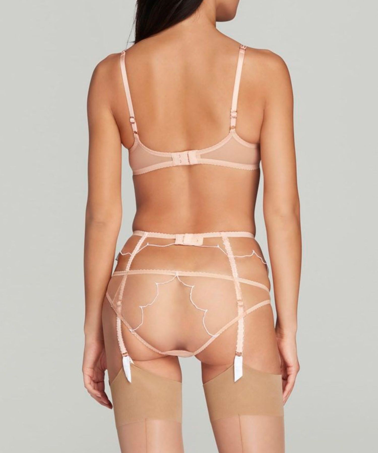 Agent Provocateur Lorna (Sand/White) Suspender - Luxury Lingerie | Avec Amour Sexy Lingerie