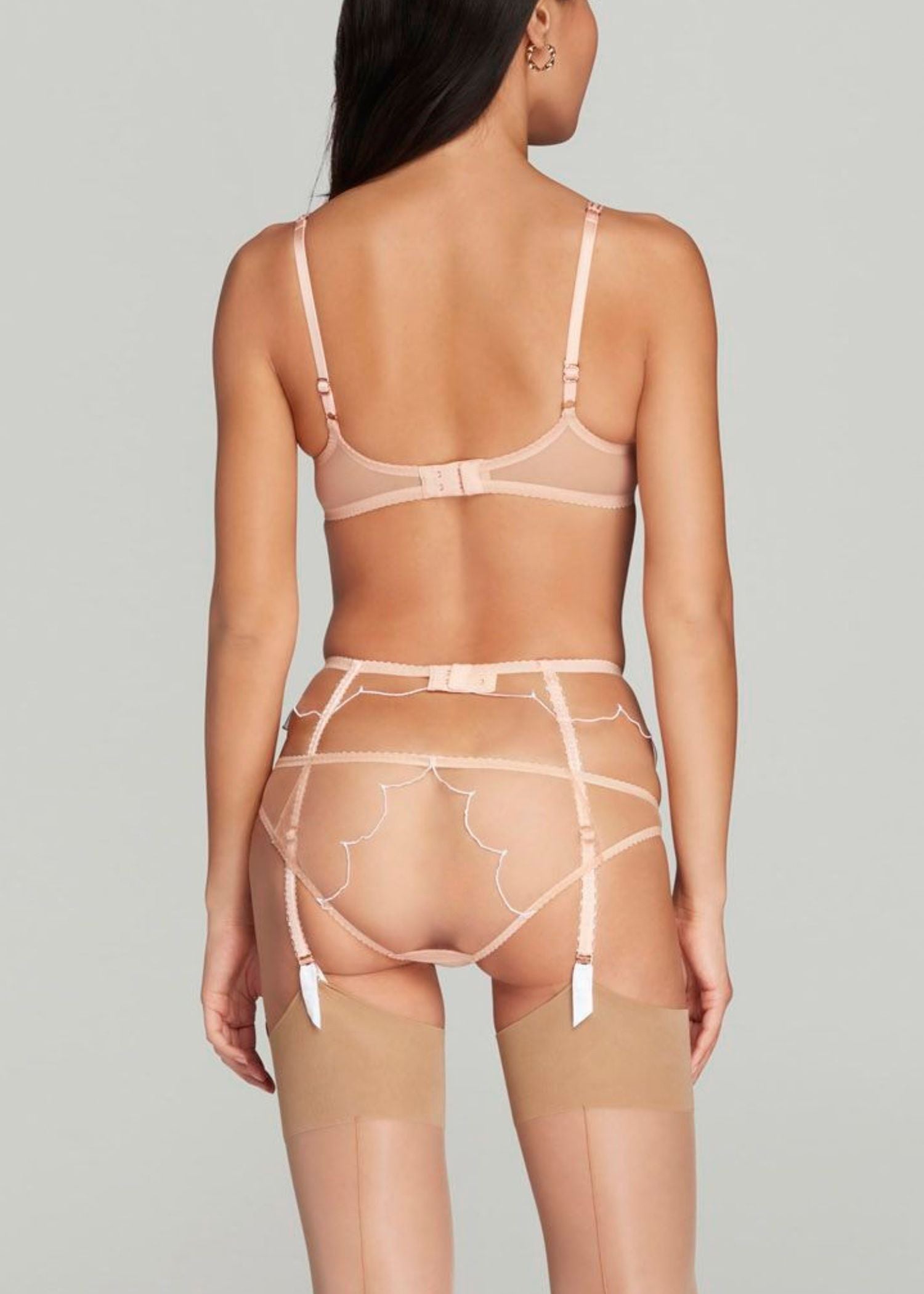 Agent Provocateur Lorna (Sand/White) Suspender - Luxury Lingerie | Avec Amour Sexy Lingerie