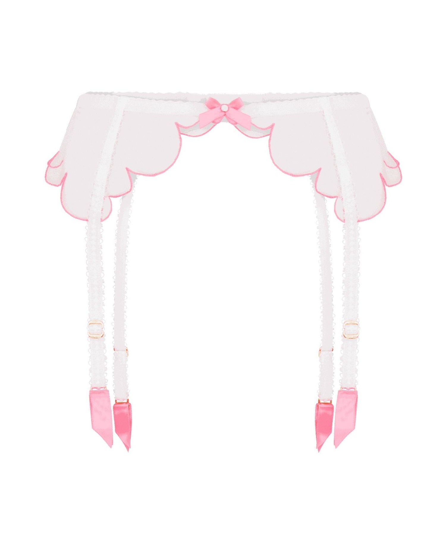 Agent Provocateur - Lorna Suspender (White/Pink) | Avec Amour Luxury Lingerie