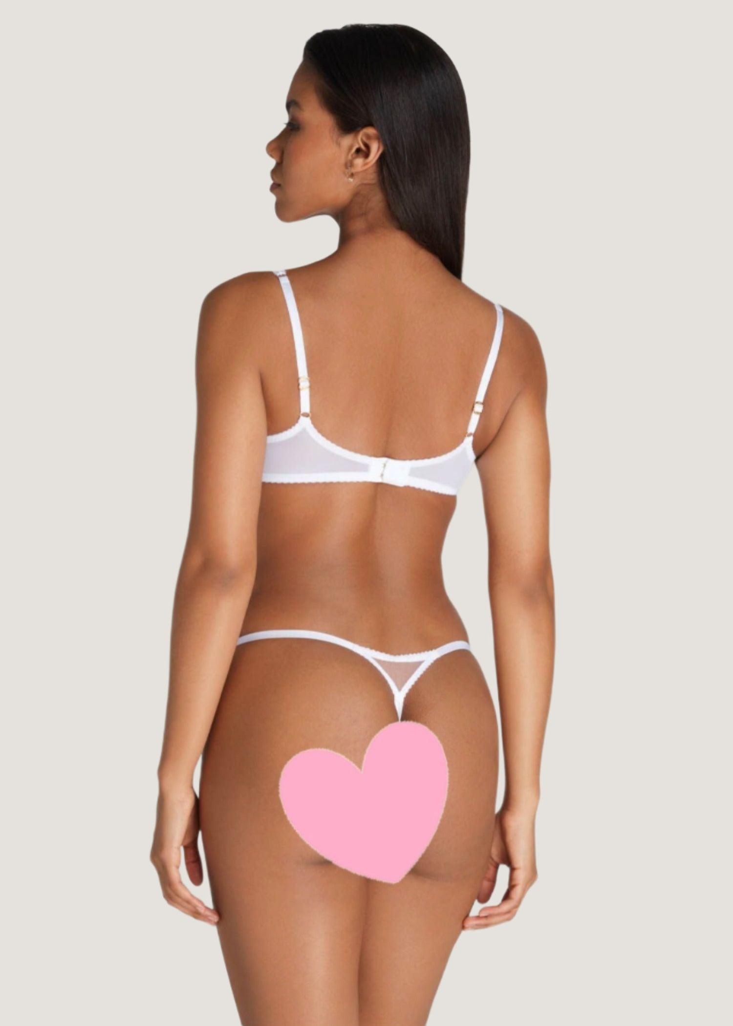 Agent Provocateur - Lorna Thong (White/Pink) | Avec Amour Luxury Lingerie