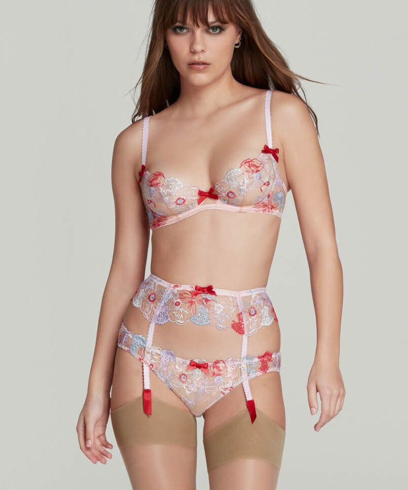 Agent Provocateur Zuri Suspender (Red / Blue / Sand) | Avec Amour Luxury Lingerie