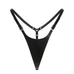 Anoeses Selena Leather Thong (Black) | Avec Amour Lingerie