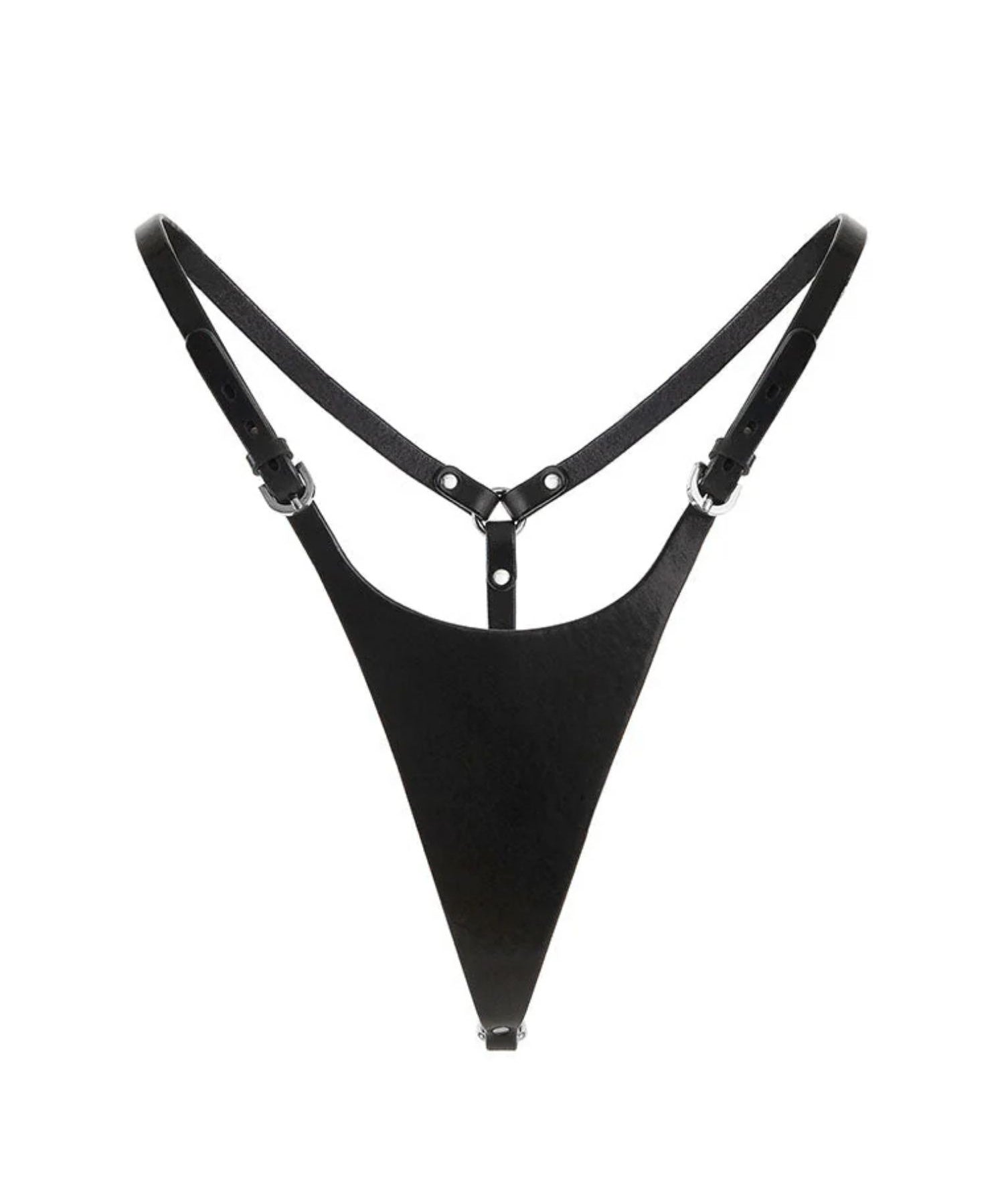 Anoeses Selena Leather Thong (Black) | Avec Amour Lingerie