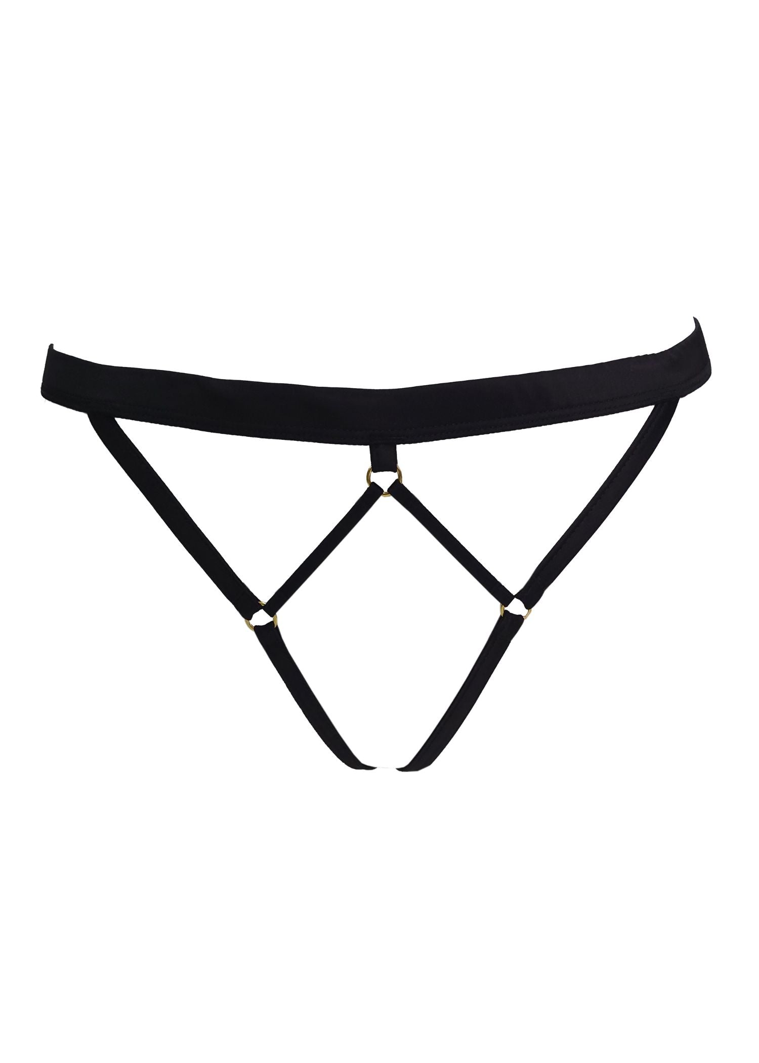 AVAM LINES Bra, Thong & Suspender Set (Black) | Avec Amour LIngerie