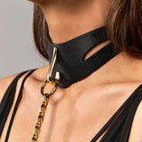 AVAM MOLTEN Leather Collar with Leash (Black) | Avec Amour Lingerie
