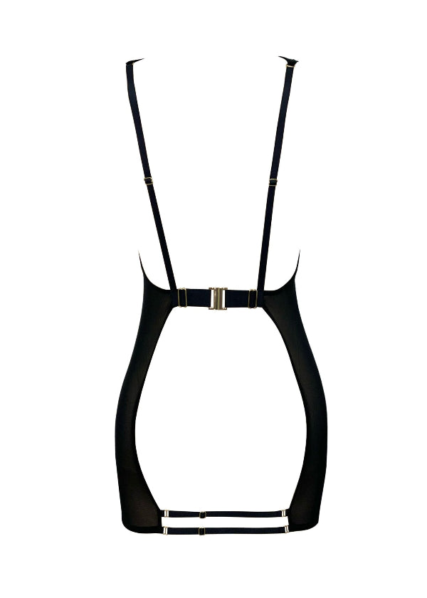 AVAM SHEER Backless Dress (Black) | Avec Amour Lingerie