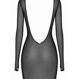 AVAM SHEER Long Sleeve Mesh Dress (Black) | Avec Amour Sexy Lingerie 