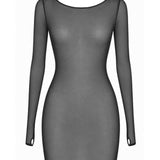 AVAM SHEER Long Sleeve Mesh Dress (Black) | Avec Amour Sexy Lingerie 