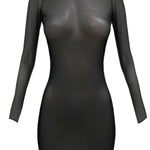 AVAM SHEER Long Sleeve Mesh Dress (Black) | Avec Amour Sexy Lingerie