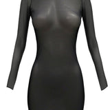 AVAM SHEER Long Sleeve Mesh Dress (Black) | Avec Amour Sexy Lingerie