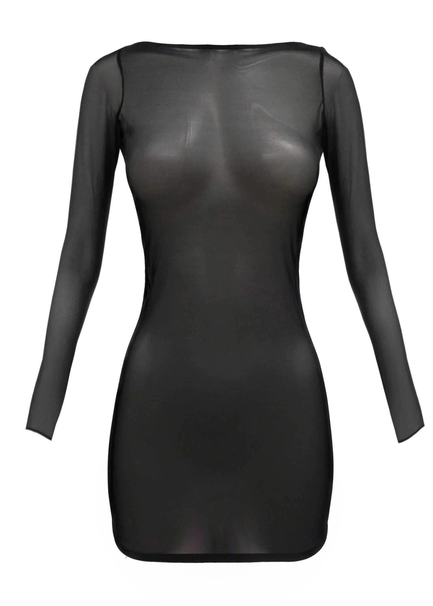 AVAM SHEER Long Sleeve Mesh Dress (Black) | Avec Amour Sexy Lingerie