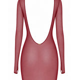 AVAM SHEER Long Sleeve Mesh Dress (Red) | Avec Amour Sexy Lingerie 