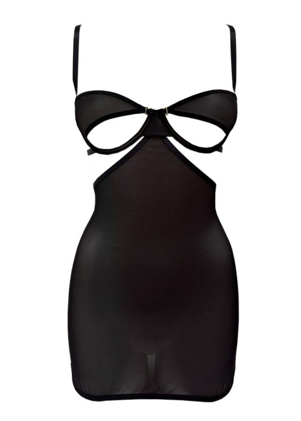 AVAM Sheer Underwire Bra & Mini Dress (Black) | Avec Amour Lingerie