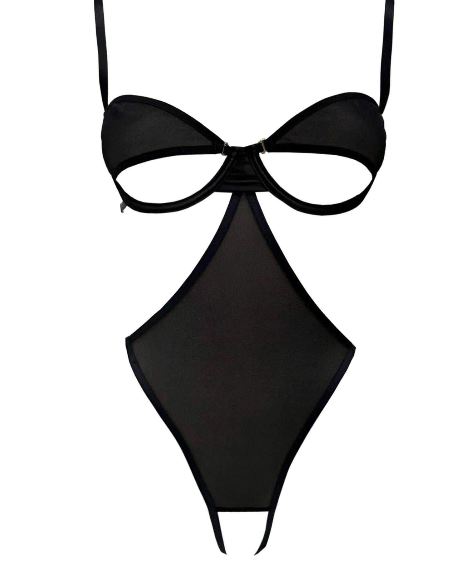 AVAM Sheer Underwire Bra & Open Back Body (Black) | Avec Amour Lingerie