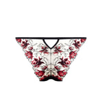 Bluebella Calista Sheer Floral Panty (Black / Cherry Red) | Avec Amour Lingerie